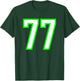 White Lime Sports Team Number #77 T-Shirt - T-Shirt | Forest