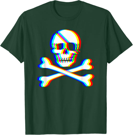 Jolly Roger Trippy Crossbones Skull Halloween Rave EDM Party T-Shirt - T-Shirt | Forest