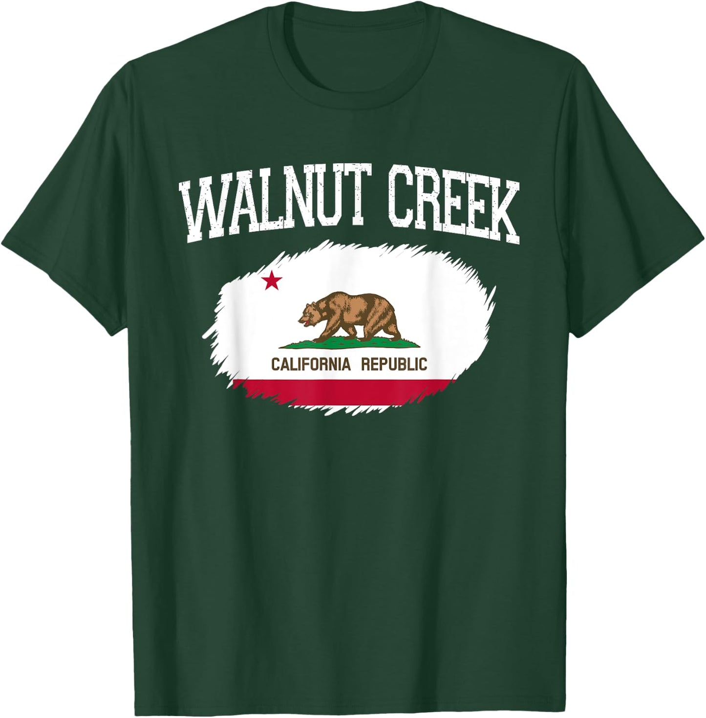 WALNUT CREEK CA CALIFORNIA Flag Vintage USA Sports Men Women T-Shirt - T-Shirt | Forest