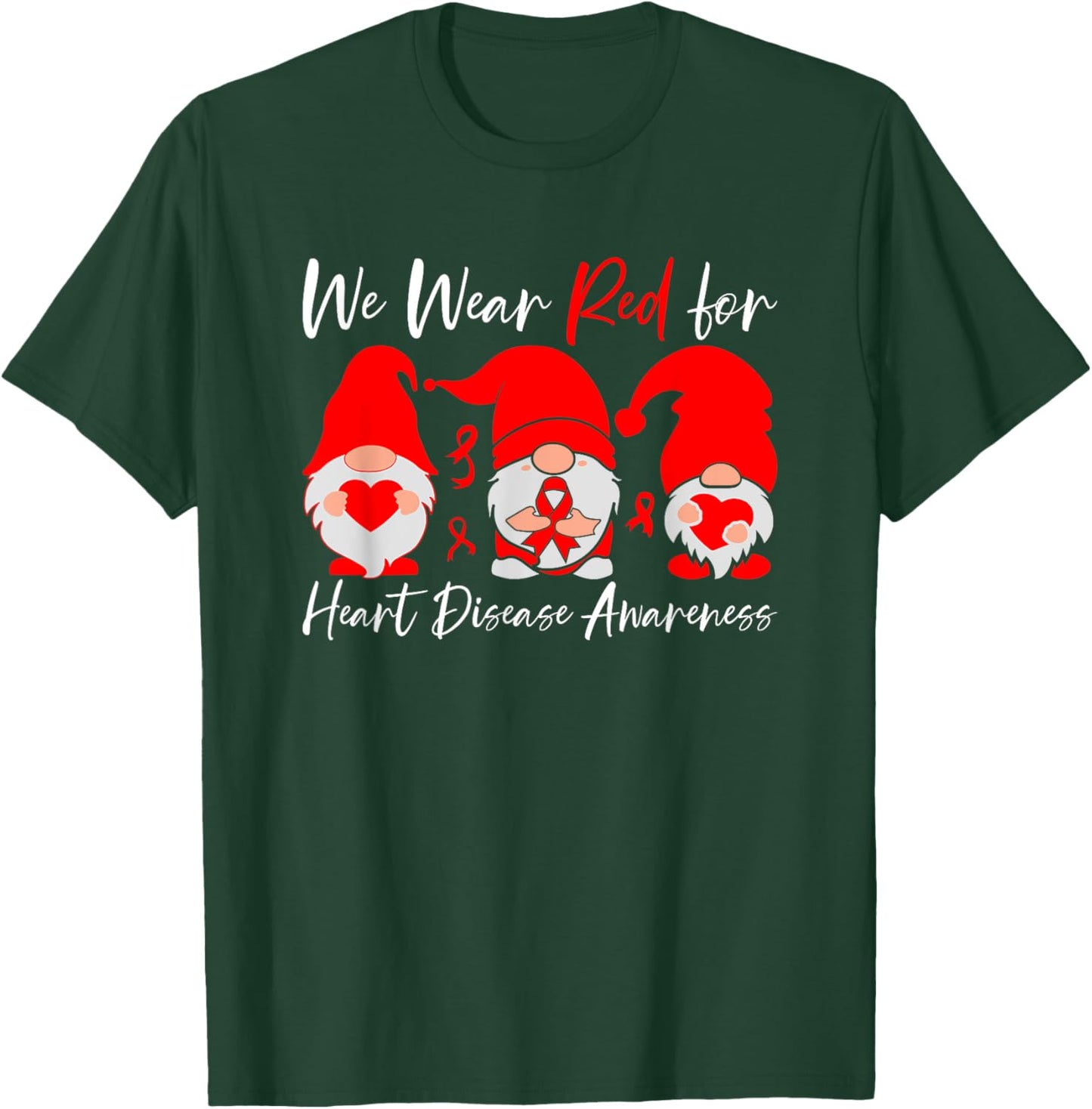 Heart Disease Awareness Gnome T-Shirt - T-Shirt | Forest