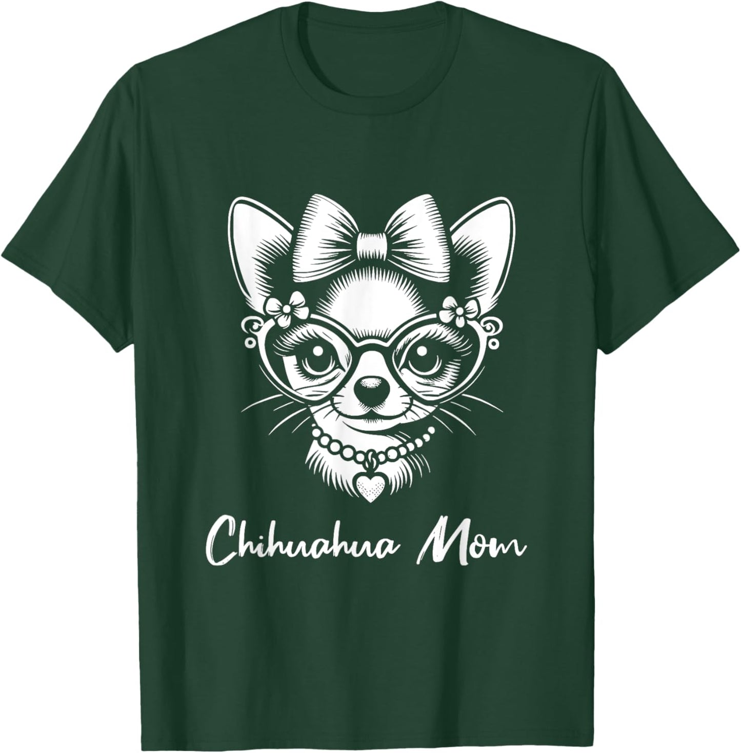 Chihuahua Mom Dog Love Heart Graphic Design Women Girls Kids T-Shirt - T-Shirt | Forest