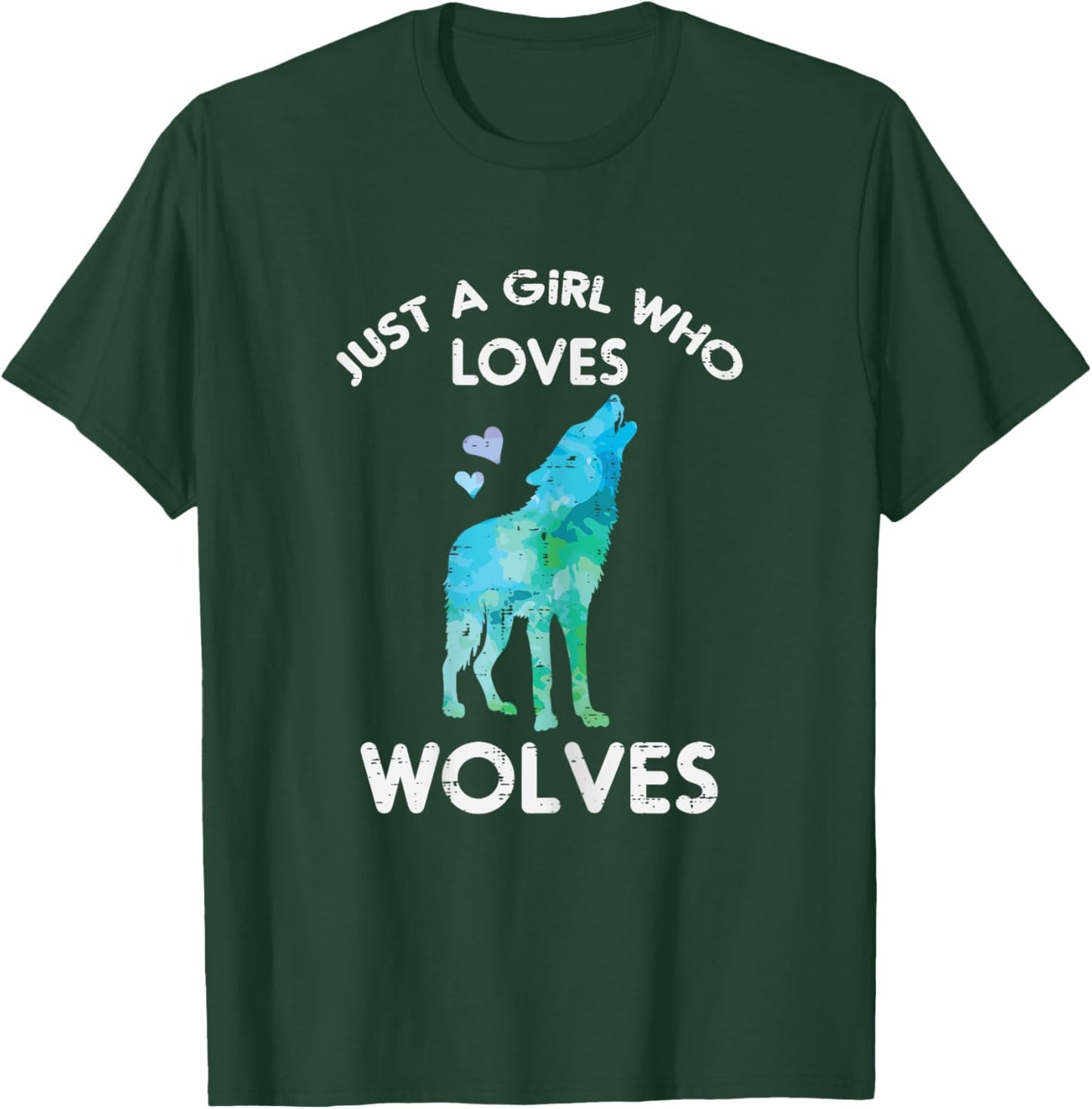 Just A Girl Who Loves Wolves Cute Animal Women Girls Kids T-Shirt - T-Shirt | Forest