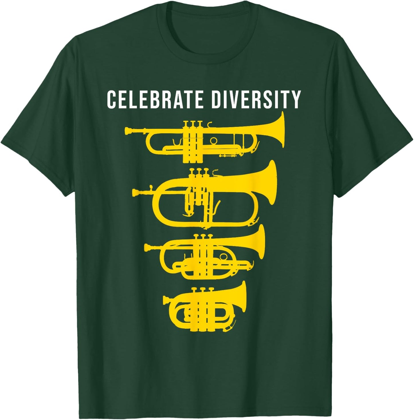 Funny Trumpet Celebrate diversity, Cornet Flugelhorn T-Shirt - T-Shirt | Forest