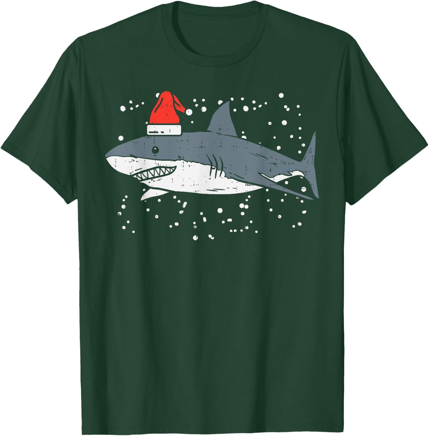 Shark Santa Hat Christmas Xmas Pajama Men Women Kids PJ T-Shirt - T-Shirt | Forest