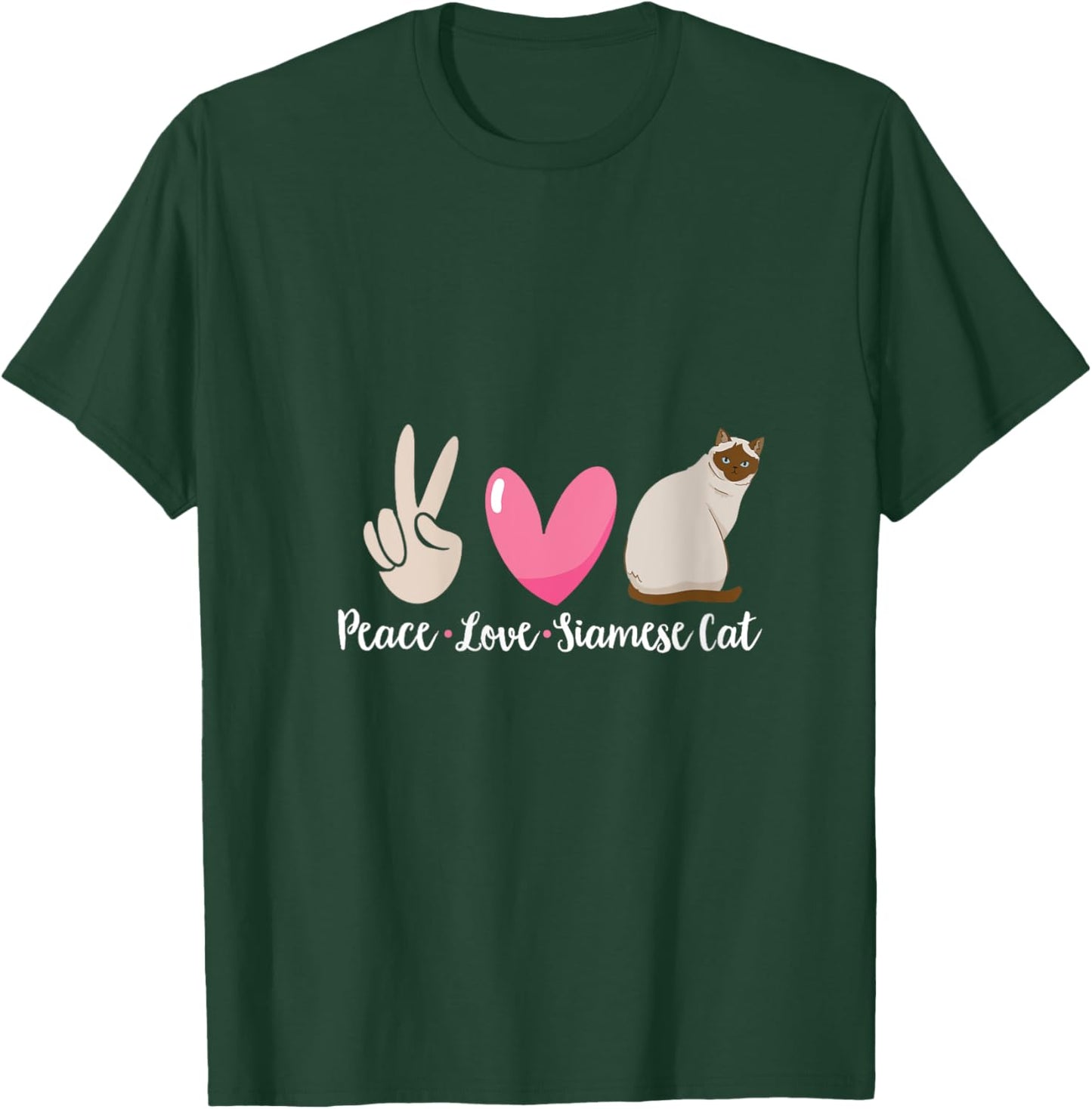 Siamese Cat Peace Love Siamese Cat V-Neck T-Shirt - T-Shirt | Forest
