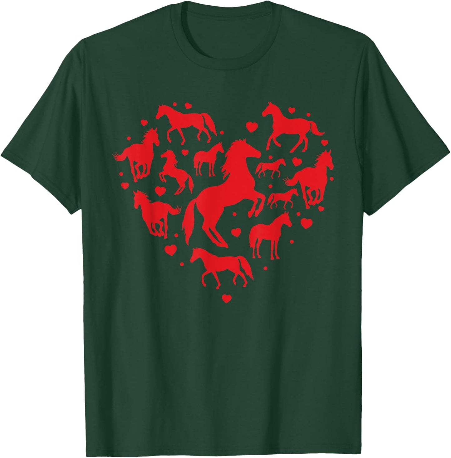 Horse Valentines Day Shirt Heart Lover Mom Farm Gift T-Shirt - T-Shirt | Forest