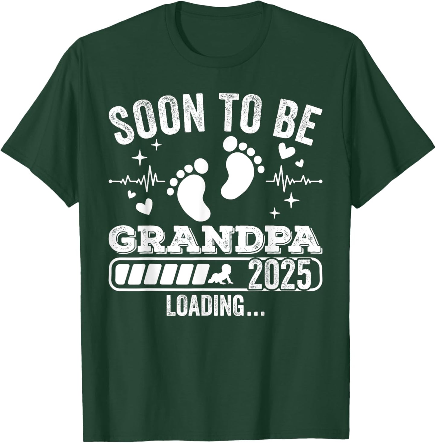 Soon to Be Grandpa 2025 Loading Pregnancy Announcement T-Shirt - T-Shirt | Forest