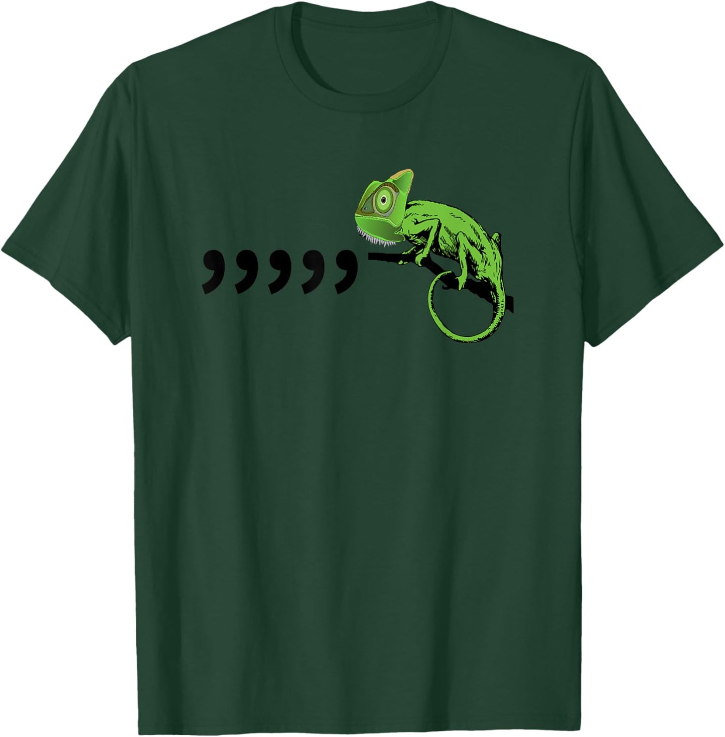 Comma Chameleon Funny 80's Retro Throwback T-Shirt - T-Shirt | Forest