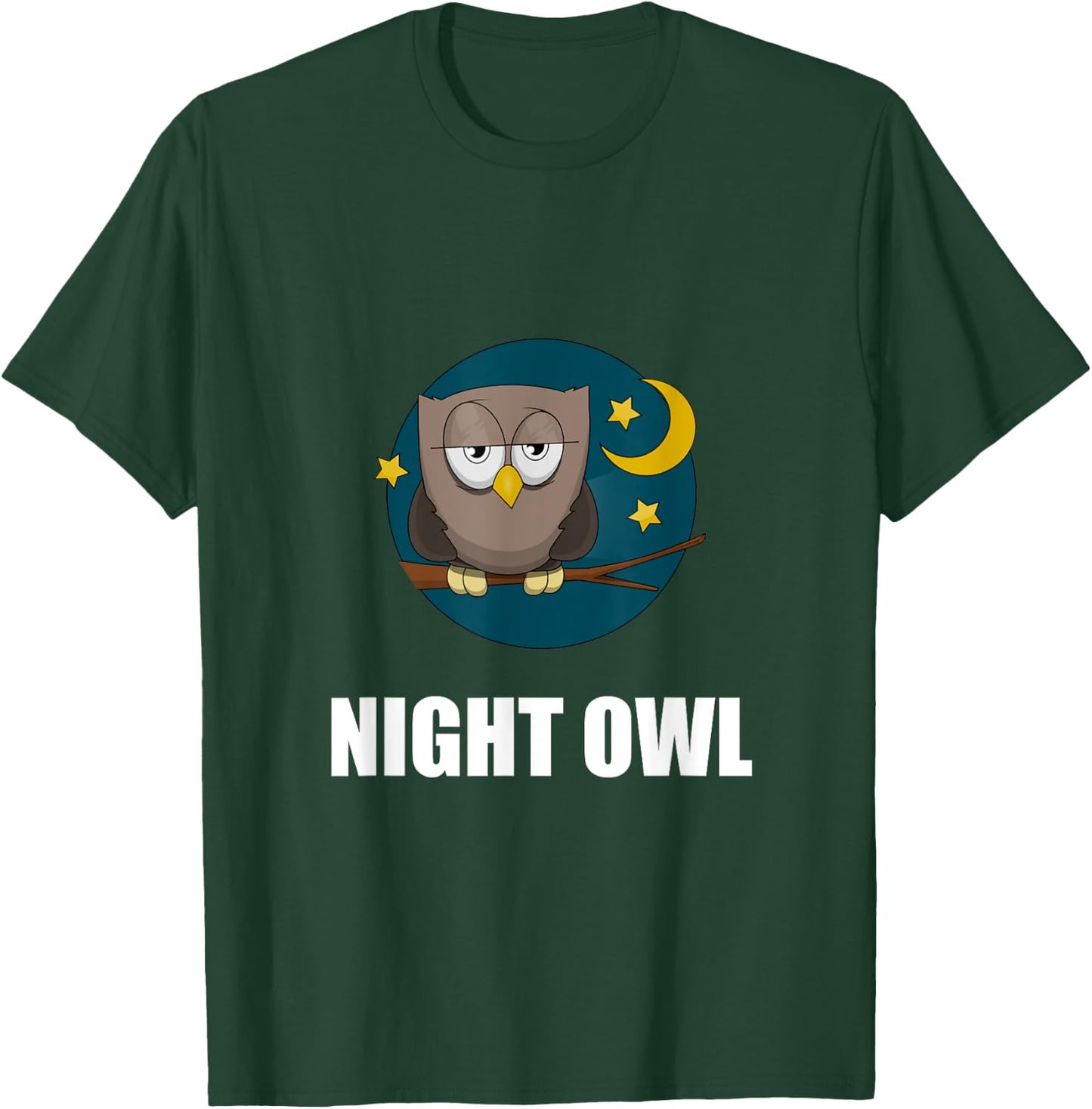 Night Owl Moon Cartoon Funny T-Shirt - T-Shirt | Forest