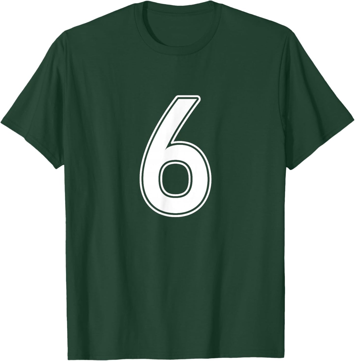 Number 6 White Sports Team T-Shirt - T-Shirt | Forest