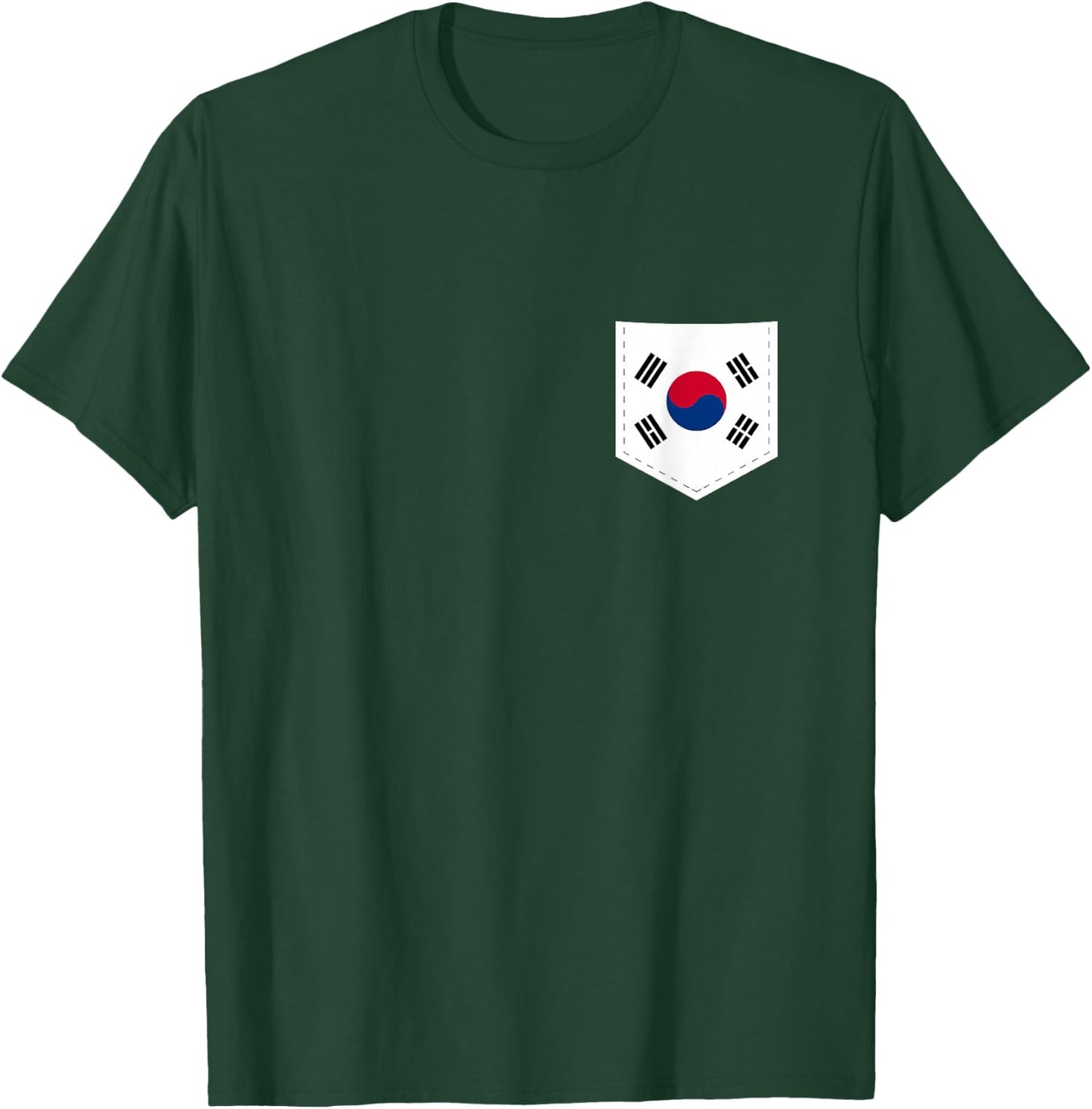 South Korea Flag with Printed South Korean Flag Pocket T-Shirt - T-Shirt | Forest