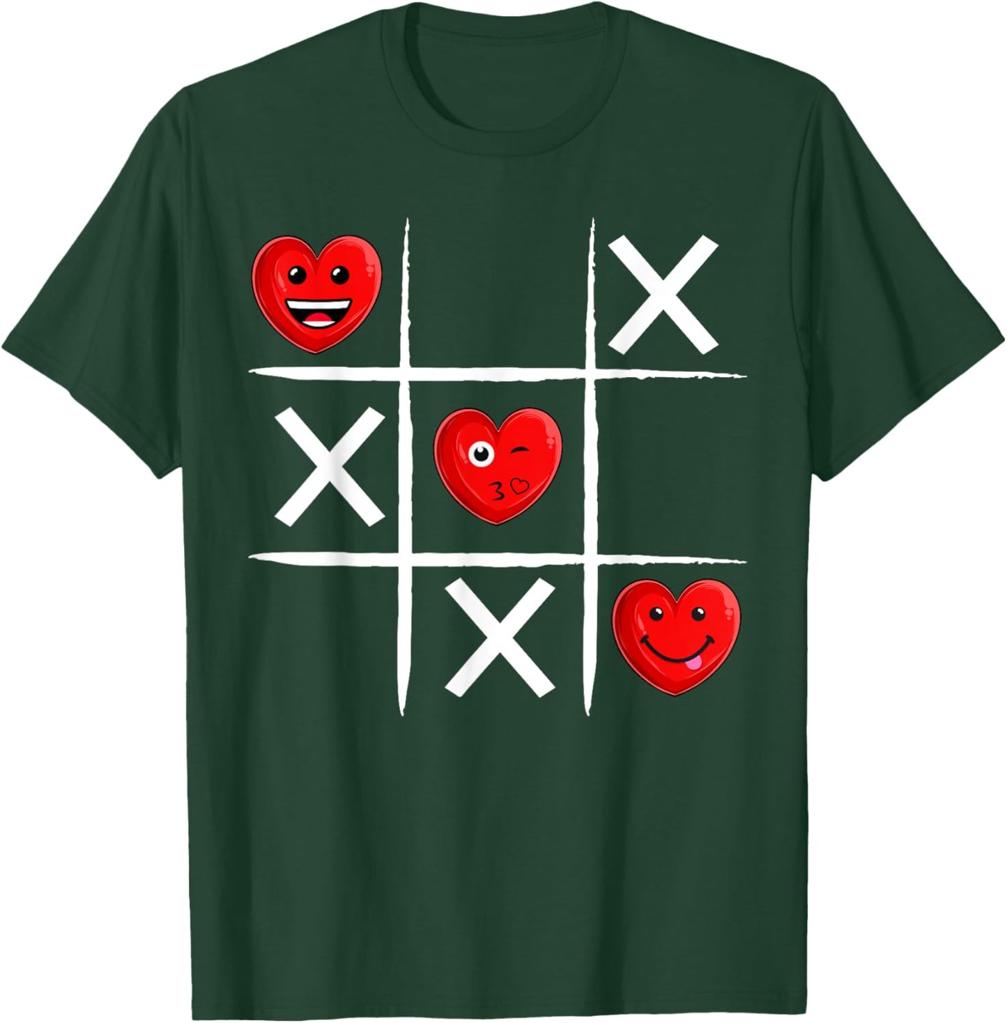 Tic Tac Toe Hearts Valentine's Day Funny Love Heart T-Shirt - T-Shirt | Forest