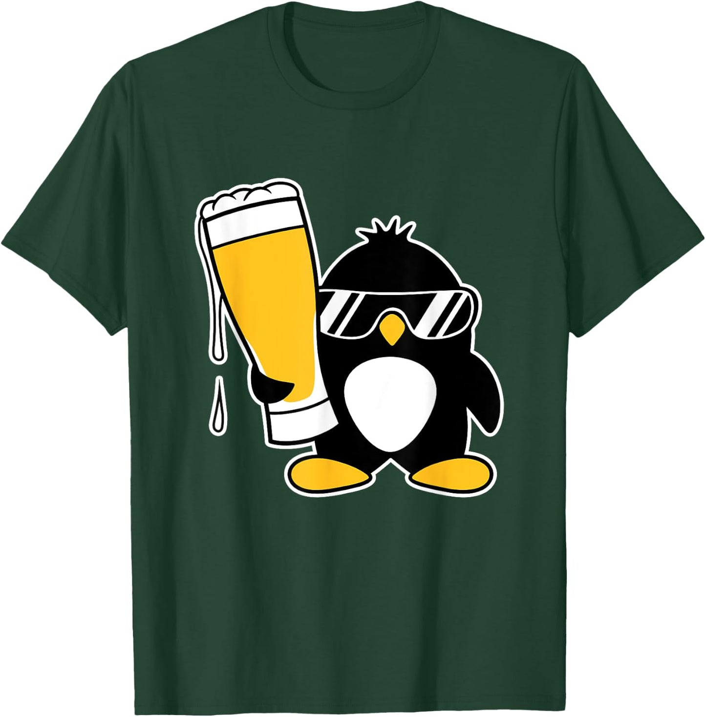 Funny Penguin With Cool Sunglasses Holding A Beer Alcohol T-Shirt - T-Shirt | Forest