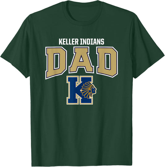 Keller Indians Logo Dad HS T-Shirt - T-Shirt | Forest