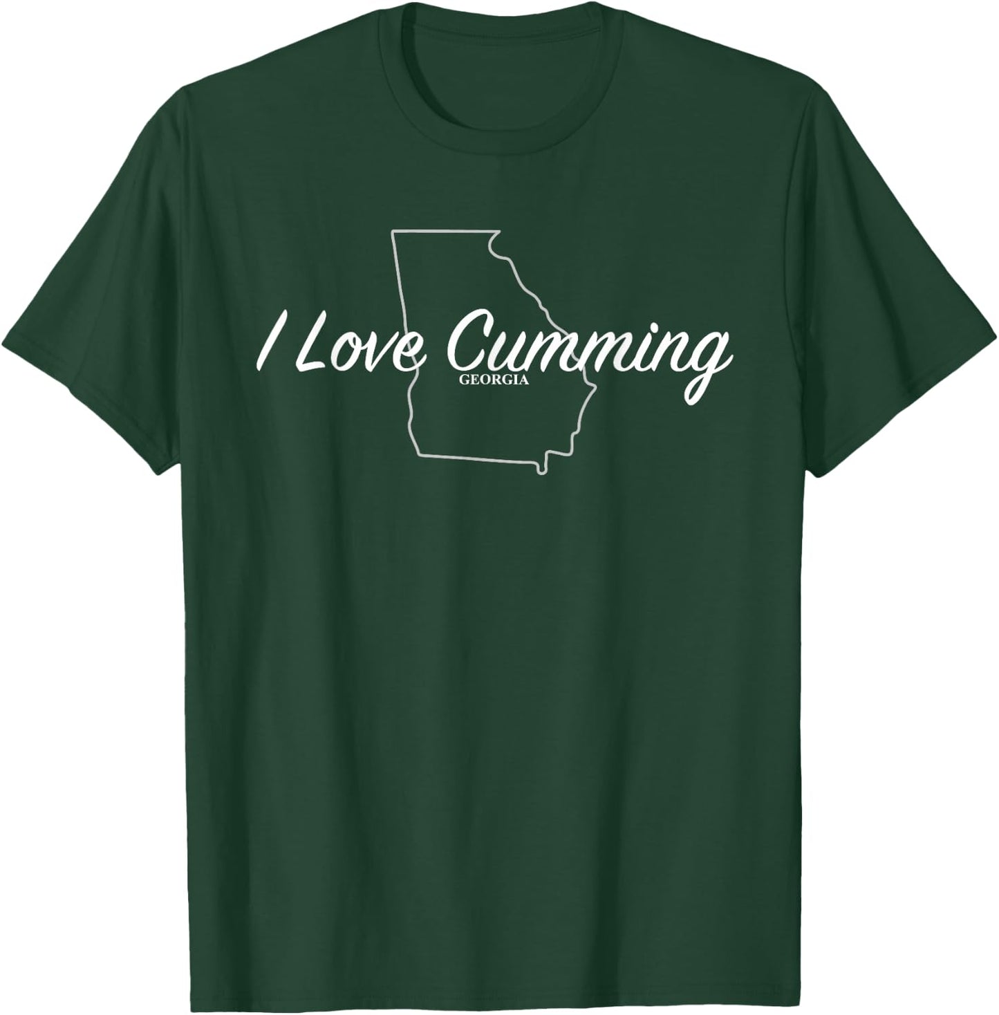 Funny Hometowns I Love Cumming Ga - Black, Small, -Adults, Short Sleeve, Classic Fit, Cotton Blend T-Shirt - T-Shirt | Forest