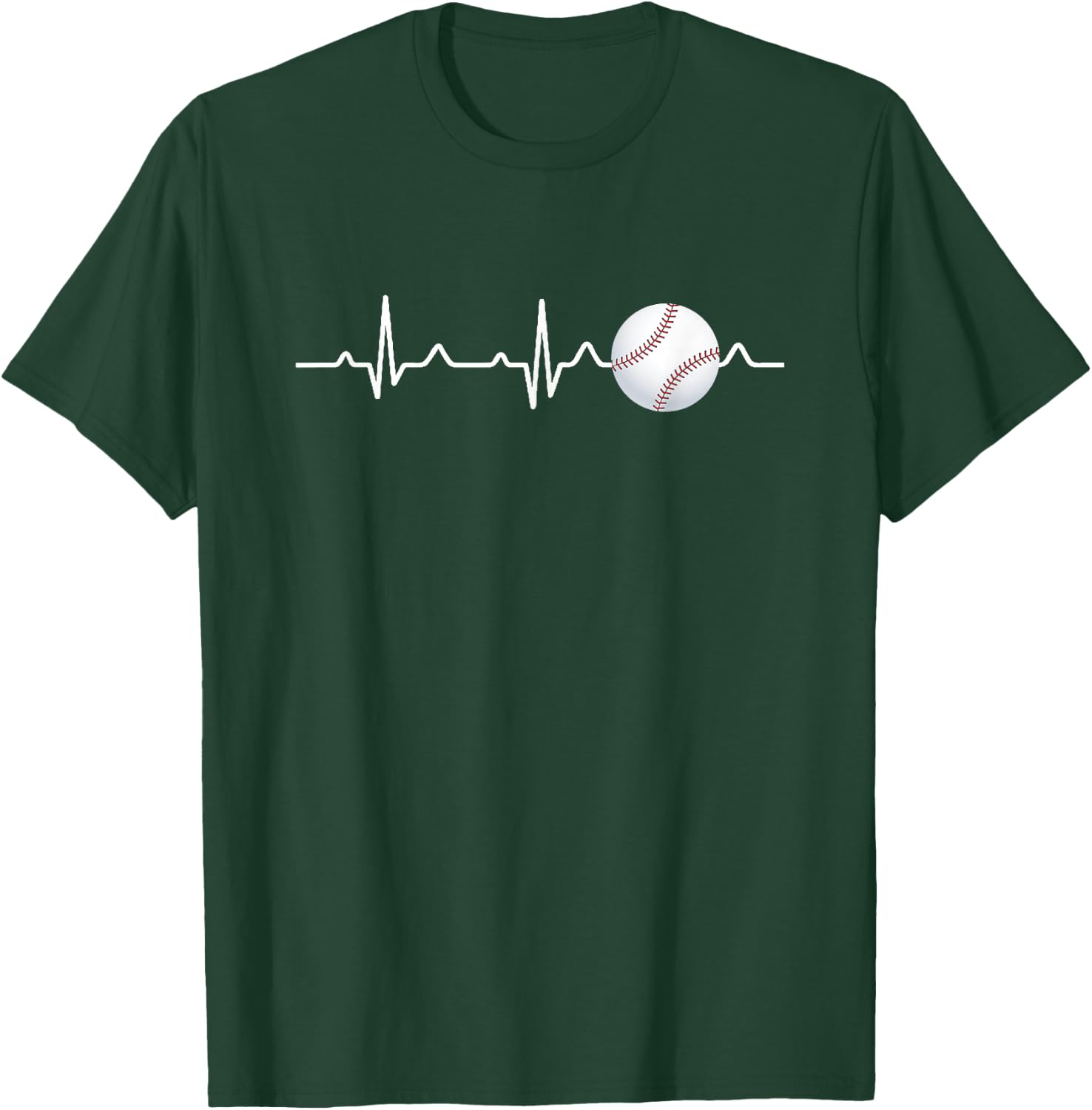 Baseball Player Coach or Team Heartbeat T-Shirt - T-Shirt | Forest