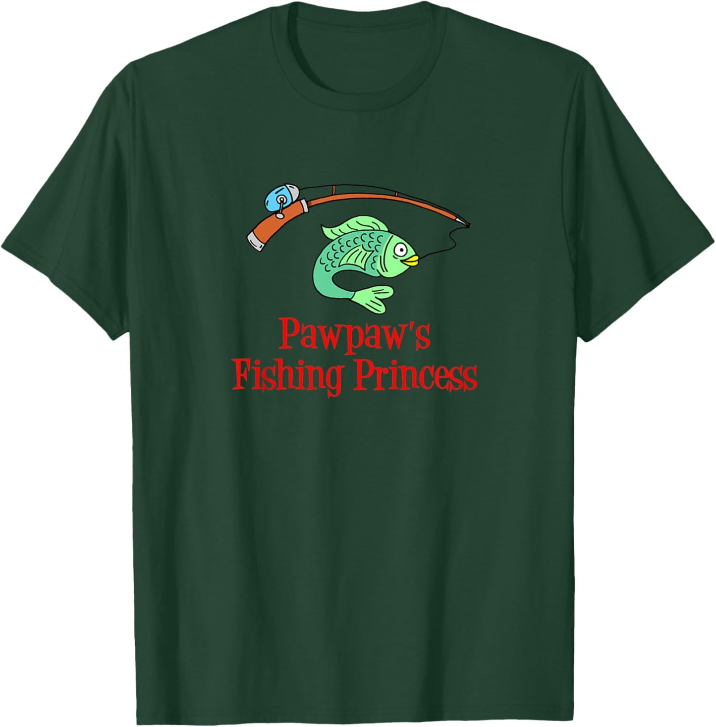 Kids Pawpaw's Fishing Princess Granddaughter Fish T-Shirt - T-Shirt | Forest