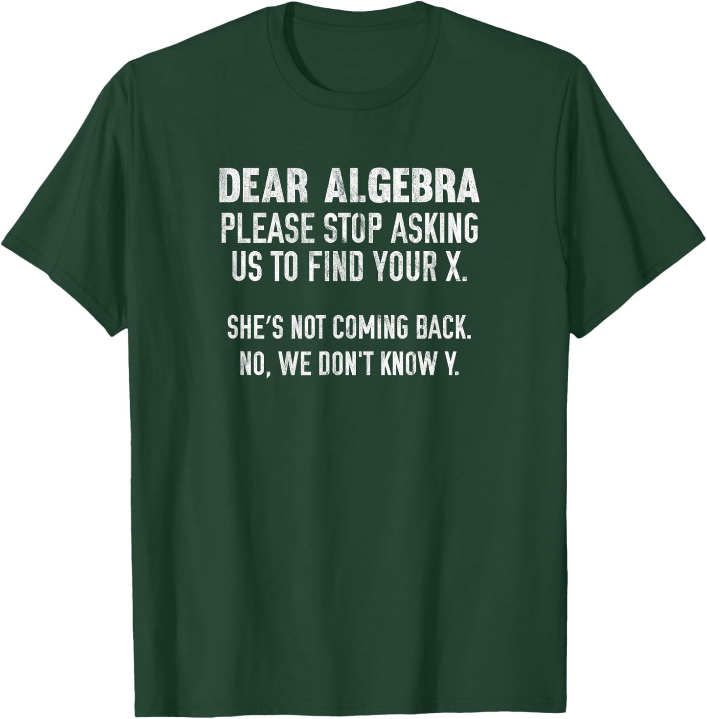 Dear Algebra Please Stop Asking Us To Find Your X T-Shirt - T-Shirt | Forest