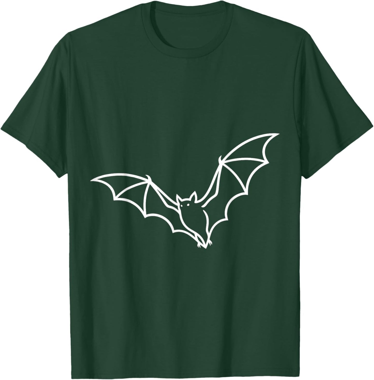 Flying Bat Minimalist Line Art Halloween Gothic Vampire T-Shirt - T-Shirt | Forest