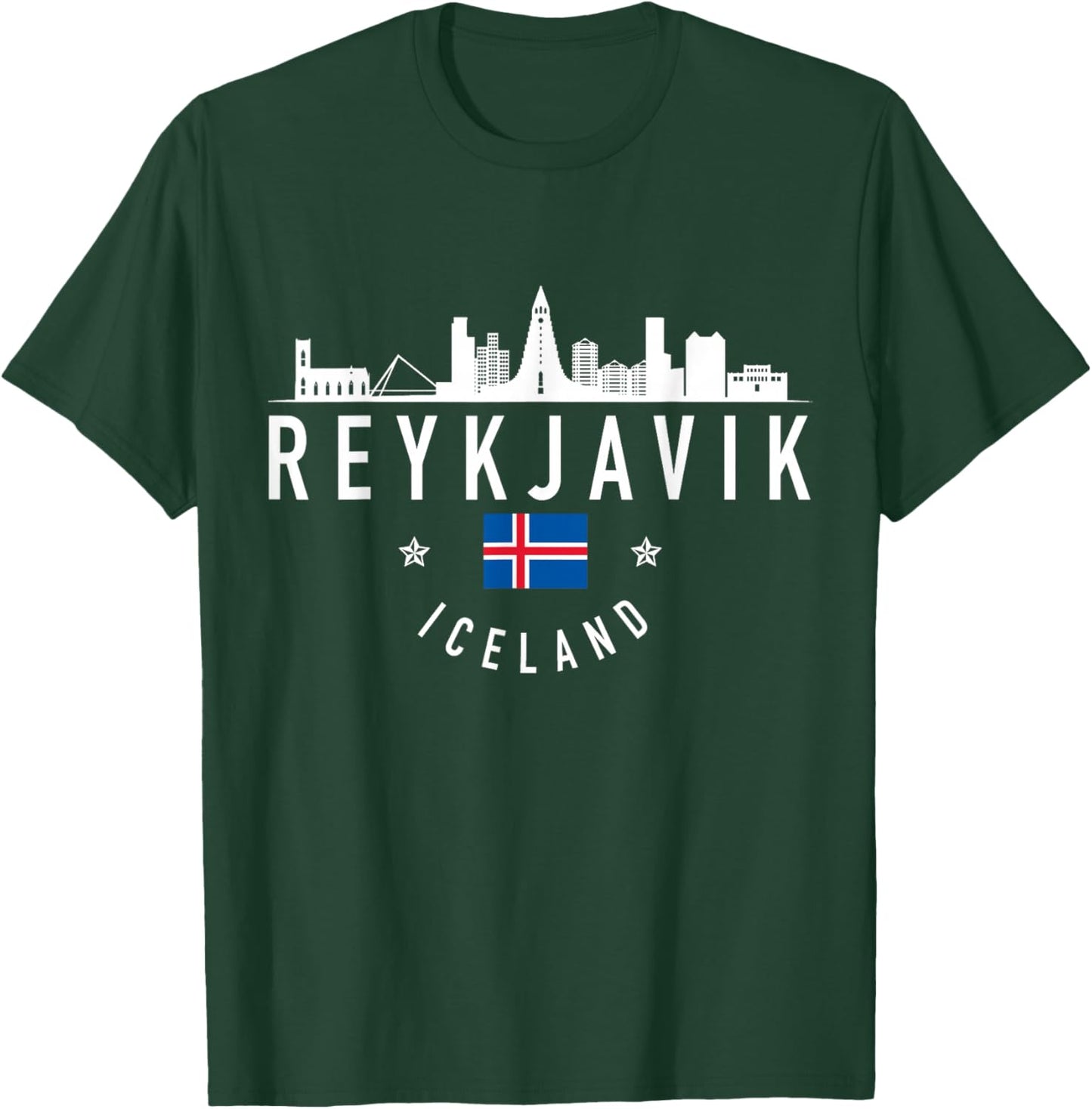 Reykjavik Iceland Skyline Flag Pride Souvenir T-Shirt - T-Shirt | Forest