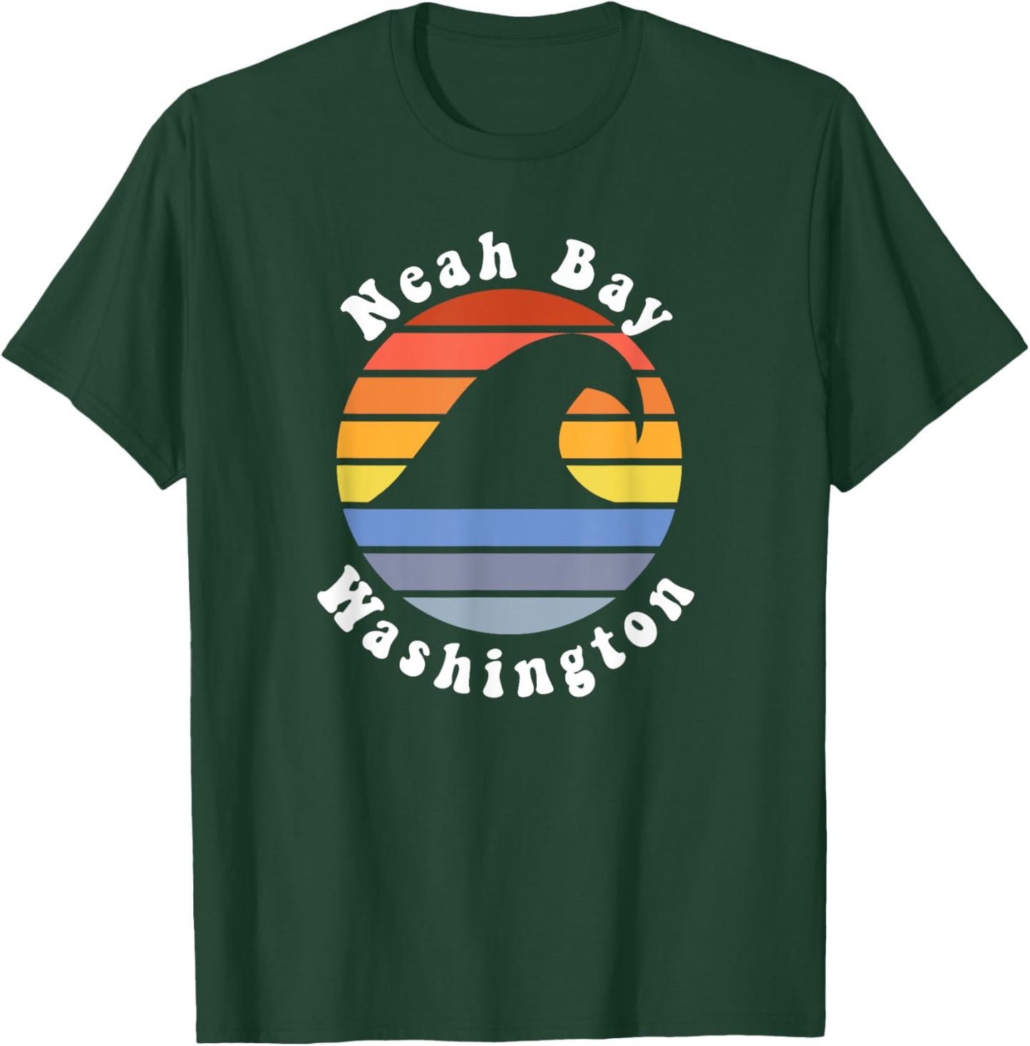 Retro Neah Bay Washington Vacation Beach Wave Souvenir Women Kids T-Shirt - T-Shirt | Forest