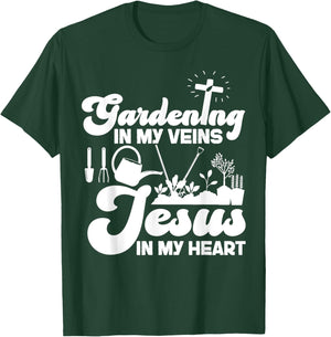 Plant Lover Gardening Jesus Faith Christian Gardening In My T-Shirt - T-Shirt | Forest