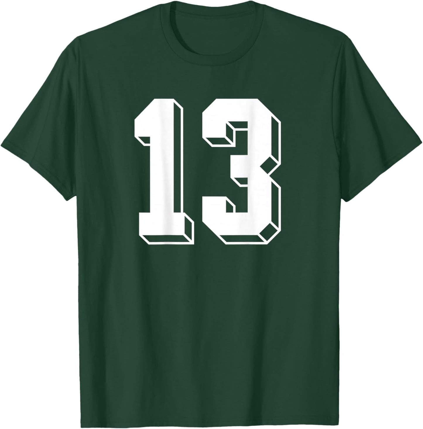Number 13 BACKSIDE - Retro 80s 90s Team Jersey Numbered T-Shirt - T-Shirt | Forest