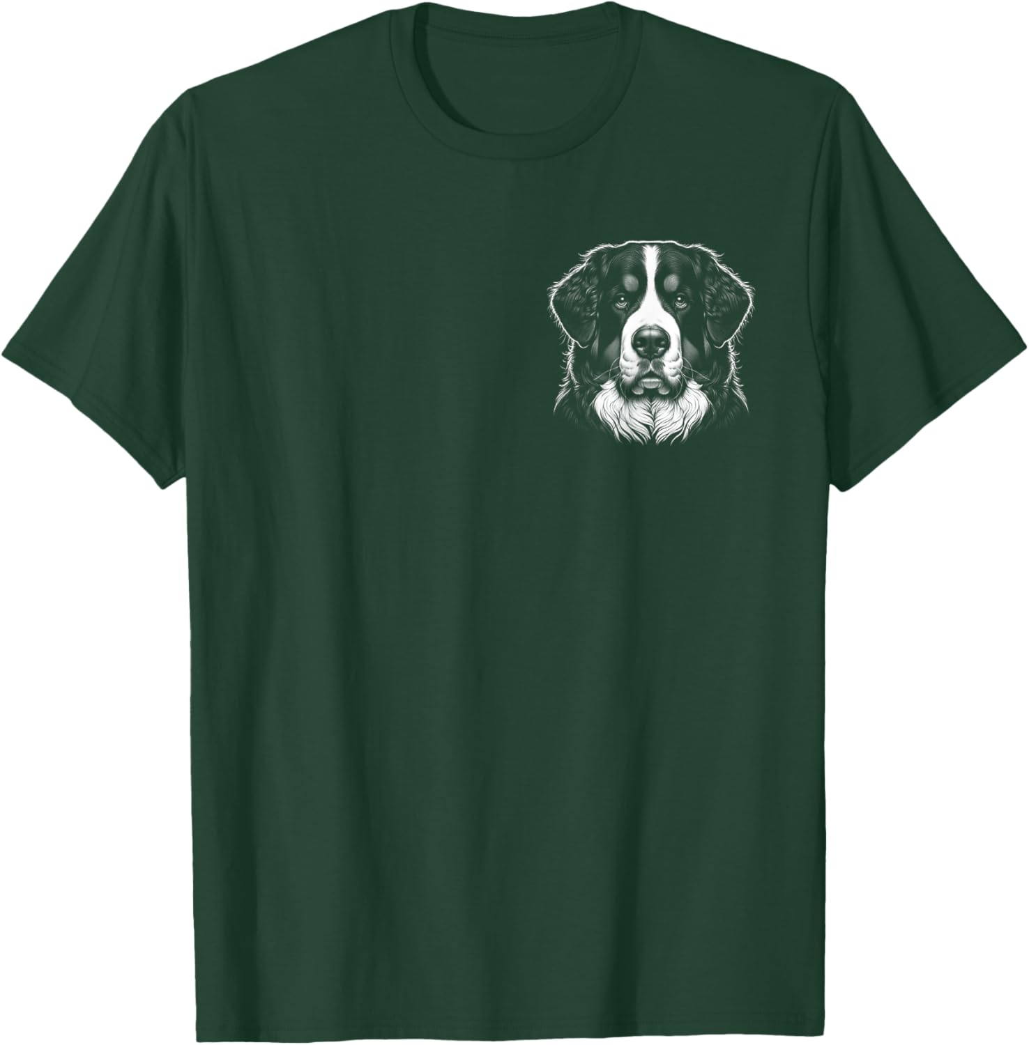 Proud Bernese Mountain Dog Head Portrait on Chest T-Shirt - T-Shirt | Forest