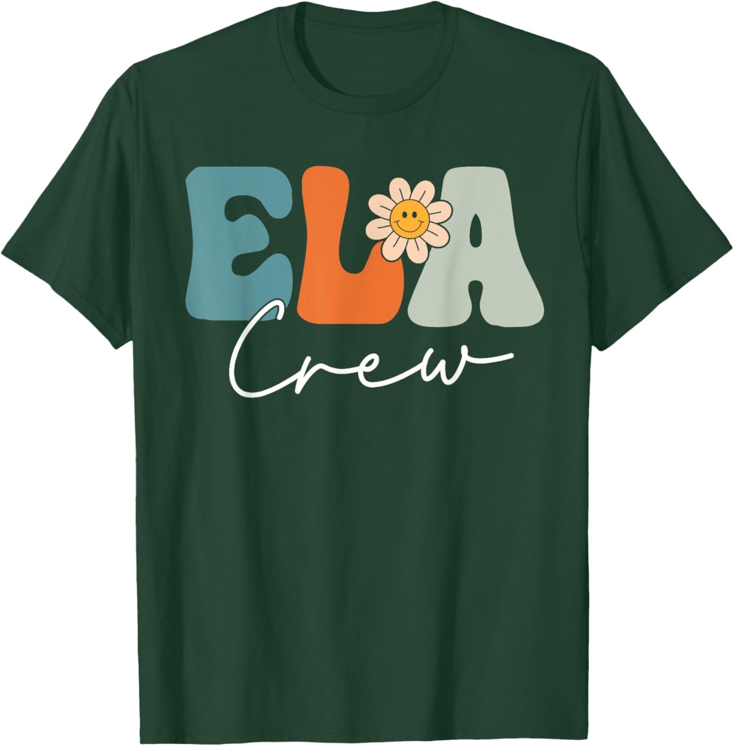 ELA Crew Team Retro Groovy Vintage First Day Of School T-Shirt - T-Shirt | Forest