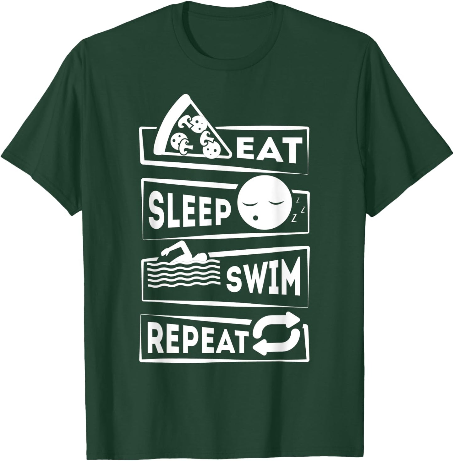 Eat Sleep Swim Repeat Swimming T-Shirt - T-Shirt | Forest