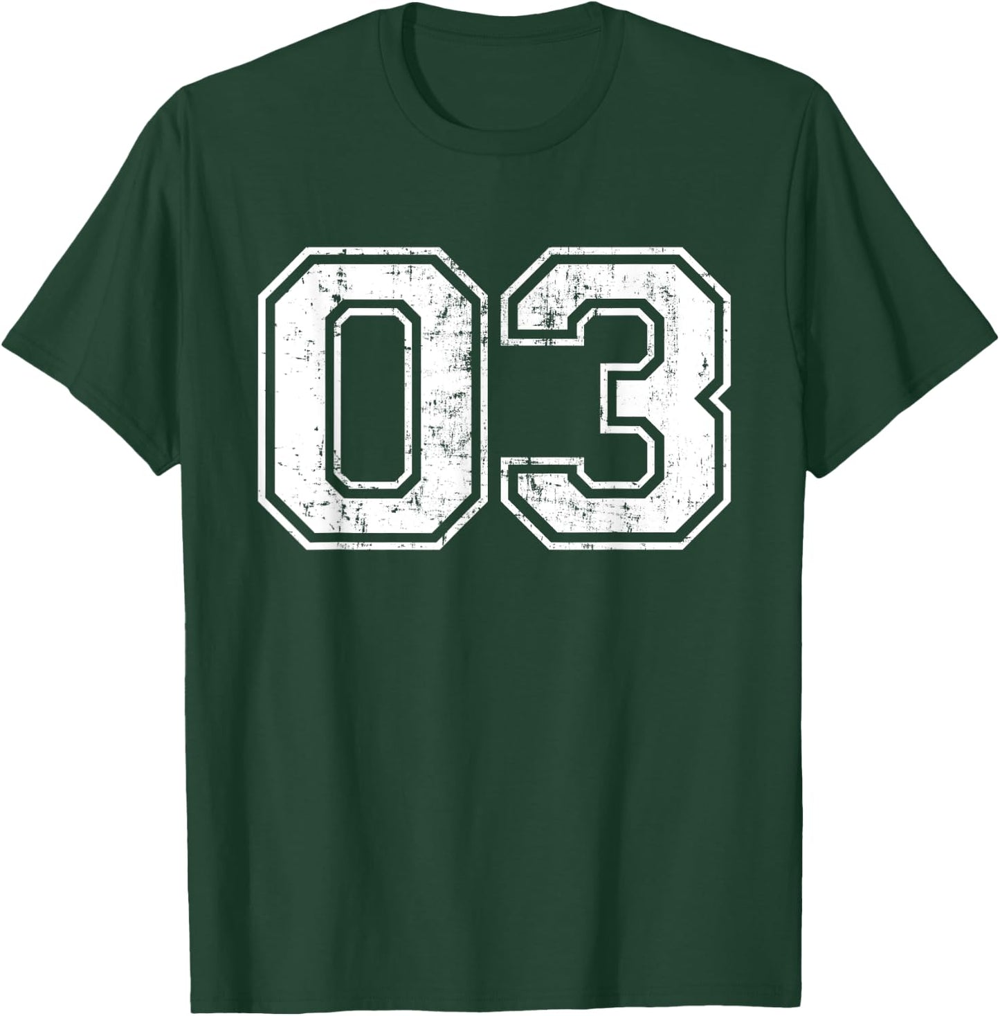 Number 03 Varsity Distressed Vintage Sports Team Practice T-Shirt - T-Shirt | Forest