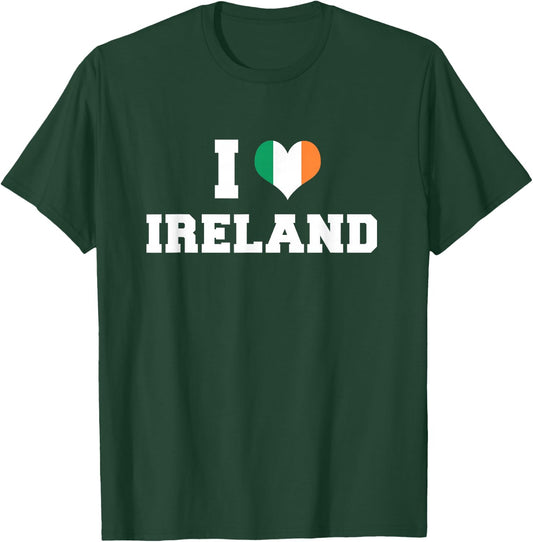 Ireland Patriotic Shirt I Love Ireland Republic Heart Flag T-Shirt - T-Shirt | Forest