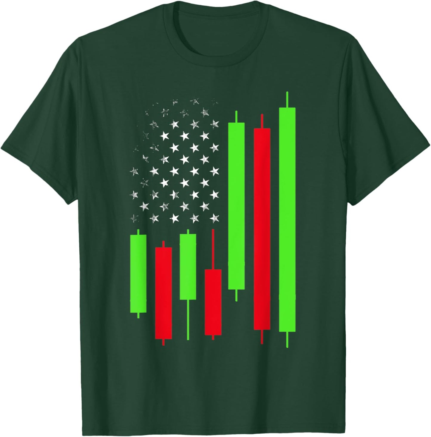 Stock Trader USA Flag Stock Market Day Trading T-Shirt - T-Shirt | Forest
