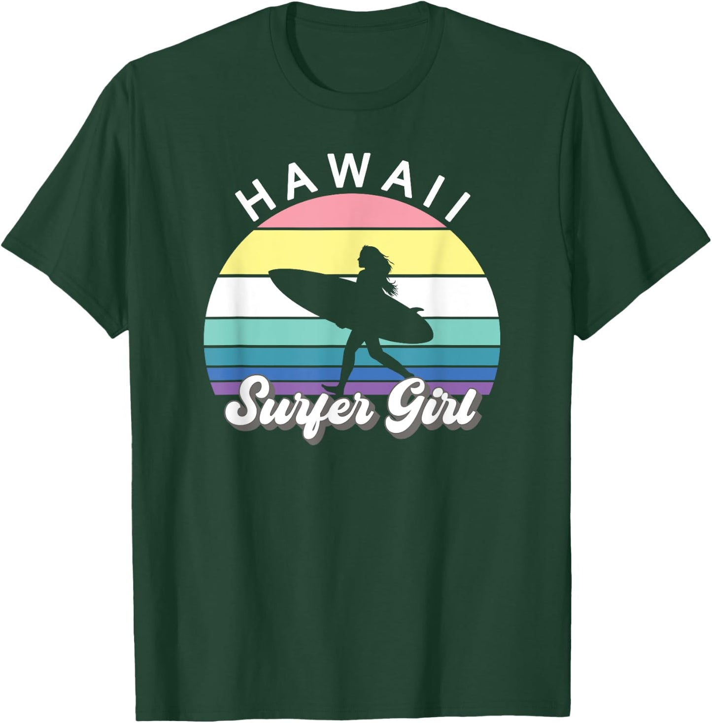 Surfer Girl Hawaii Vintage Hawaiian Surfing Surf Beach Cute T-Shirt - T-Shirt | Forest