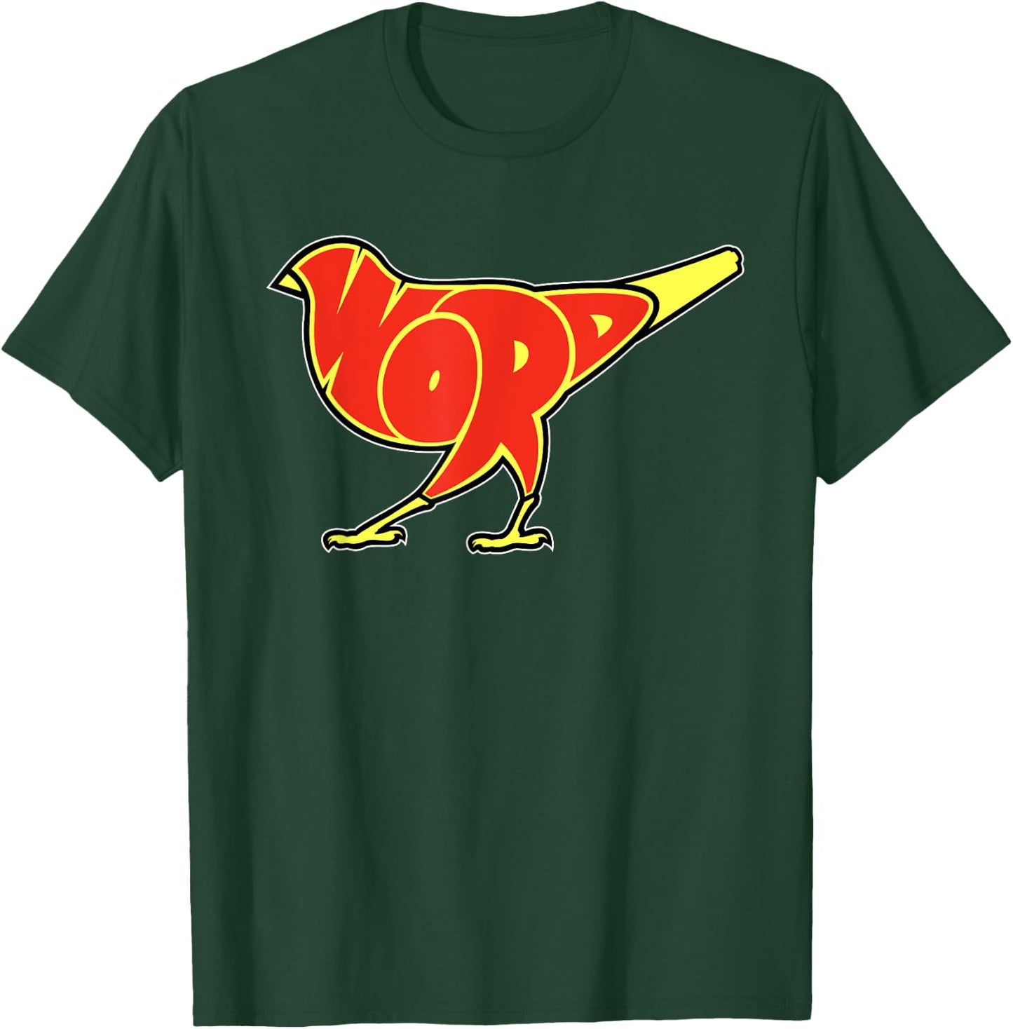 Taran Lopez Art Bird is the Word -Adults Black Cotton, Polyester Blend Modern Letter Print Small T-Shirt - T-Shirt | Forest