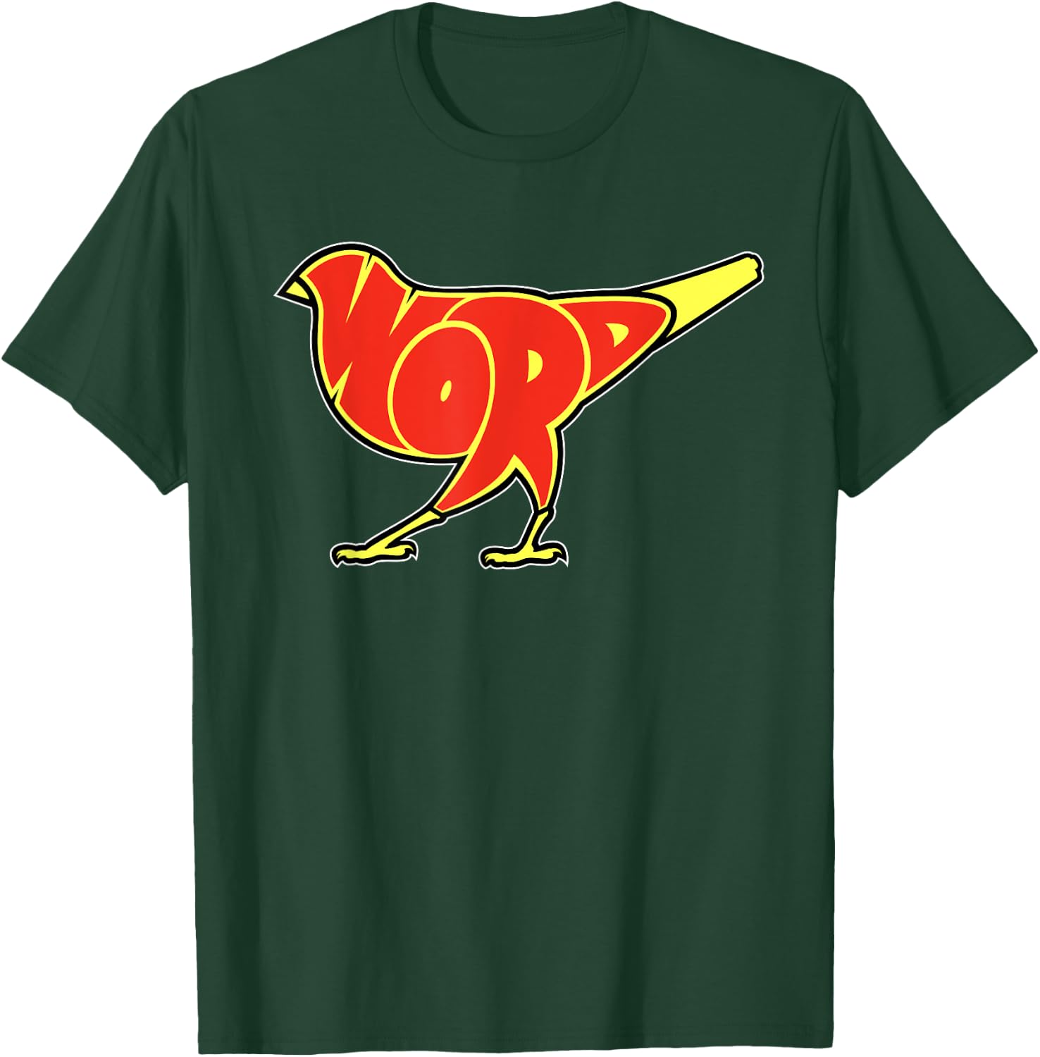 Taran Lopez Art Bird is the Word -Adults Black Cotton, Polyester Blend Modern Letter Print Small T-Shirt - T-Shirt | Forest