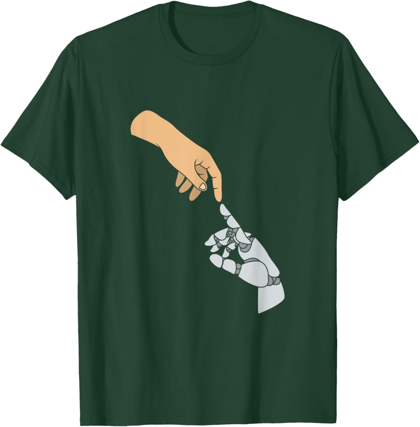 Funny Artificial Intelligence Human Hand And AI Robot Hand T-Shirt - T-Shirt | Forest