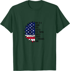 She's A Good Girl Loves Her Momma Jesus & America Too T-Shirt - T-Shirt | Forest