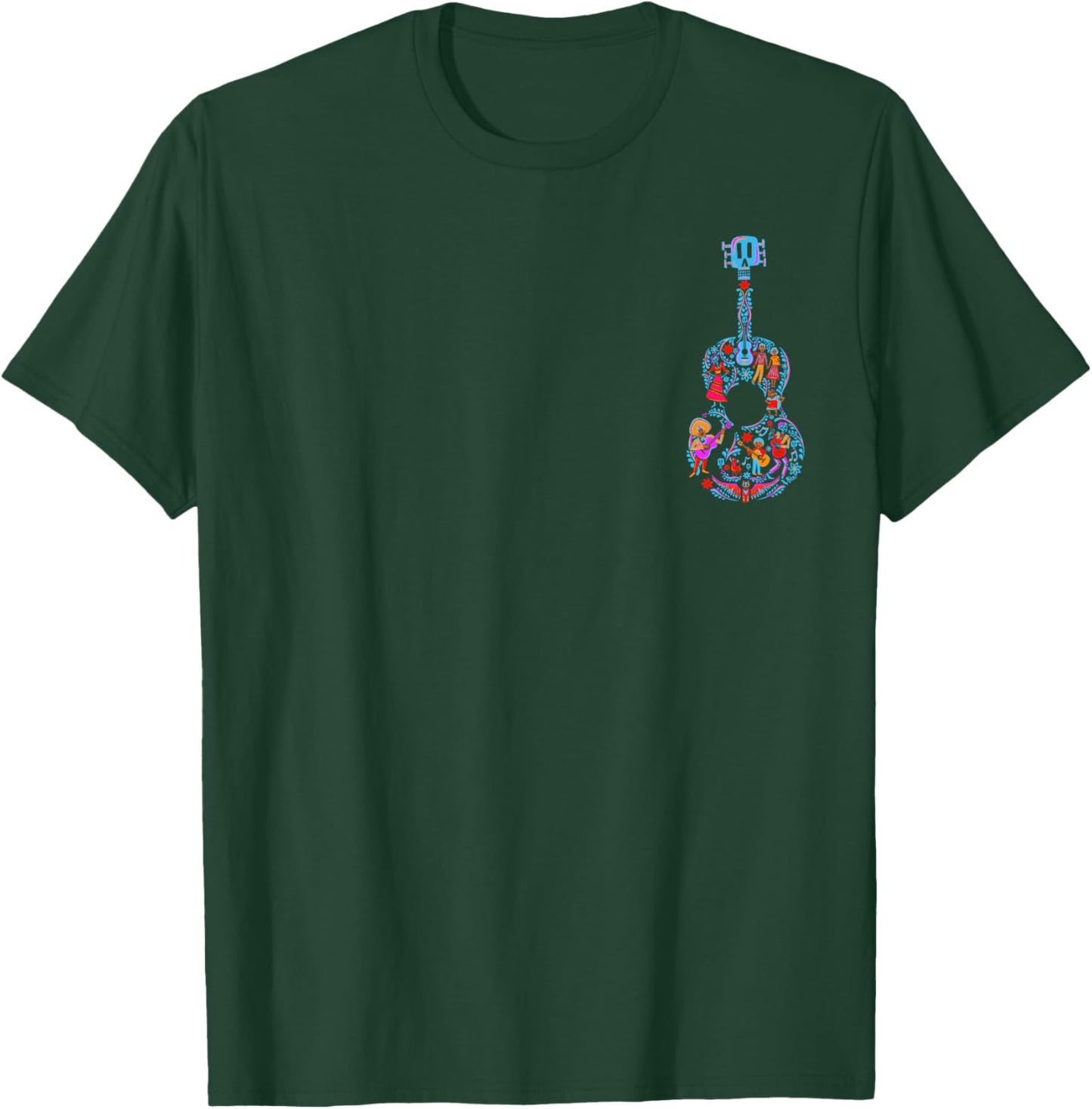 Disney Pixar Coco Joyful Day of The Dead Guitar Pocket Logo T-Shirt - T-Shirt | Forest