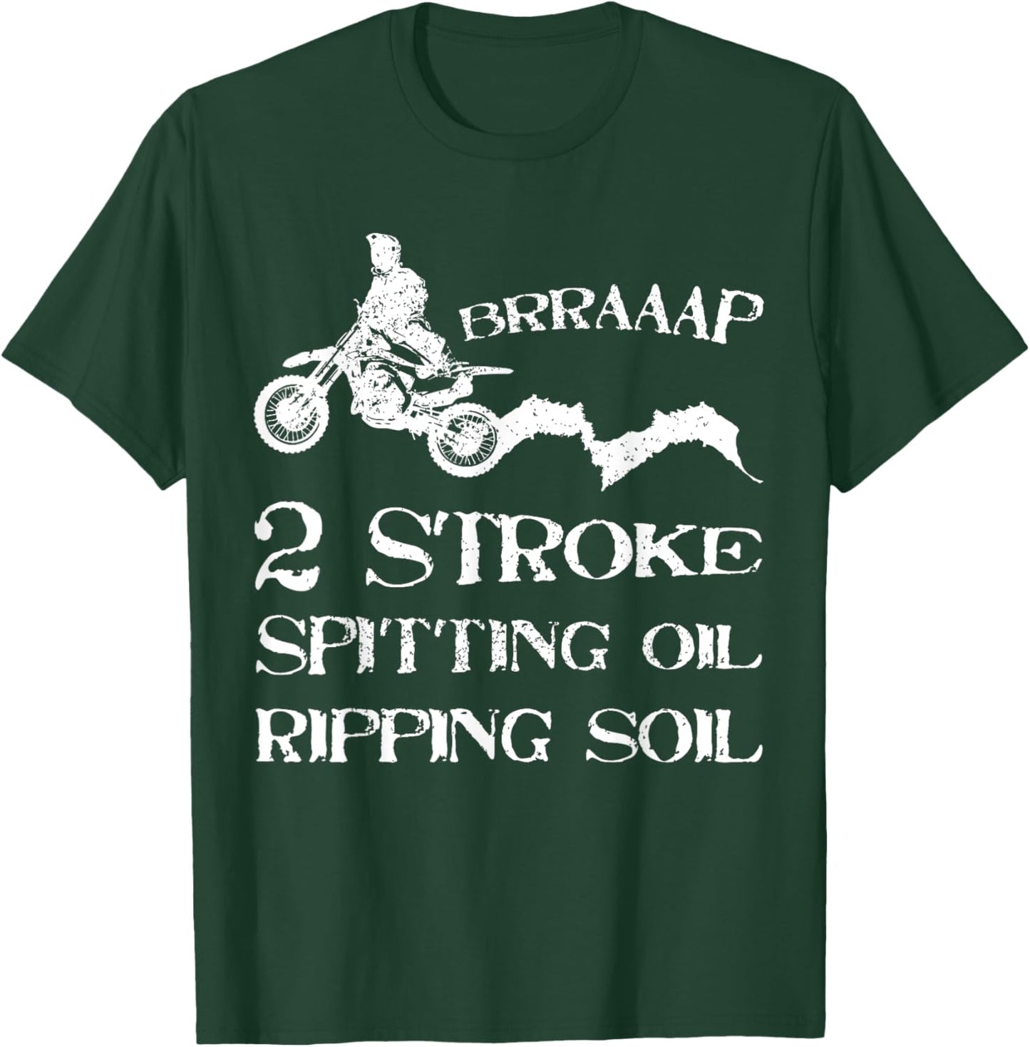 Dirt Bike 2 Stroke Motorcycle Rider Motocross Off-Road Biker T-Shirt - T-Shirt | Forest
