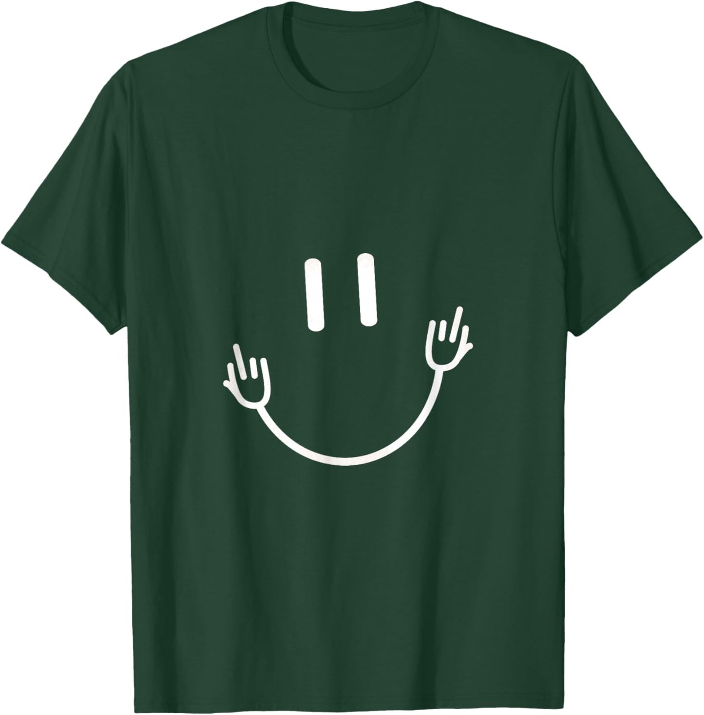 Funny Sarcastic Smile Face Middle Finger Graphic T-Shirt - T-Shirt | Forest