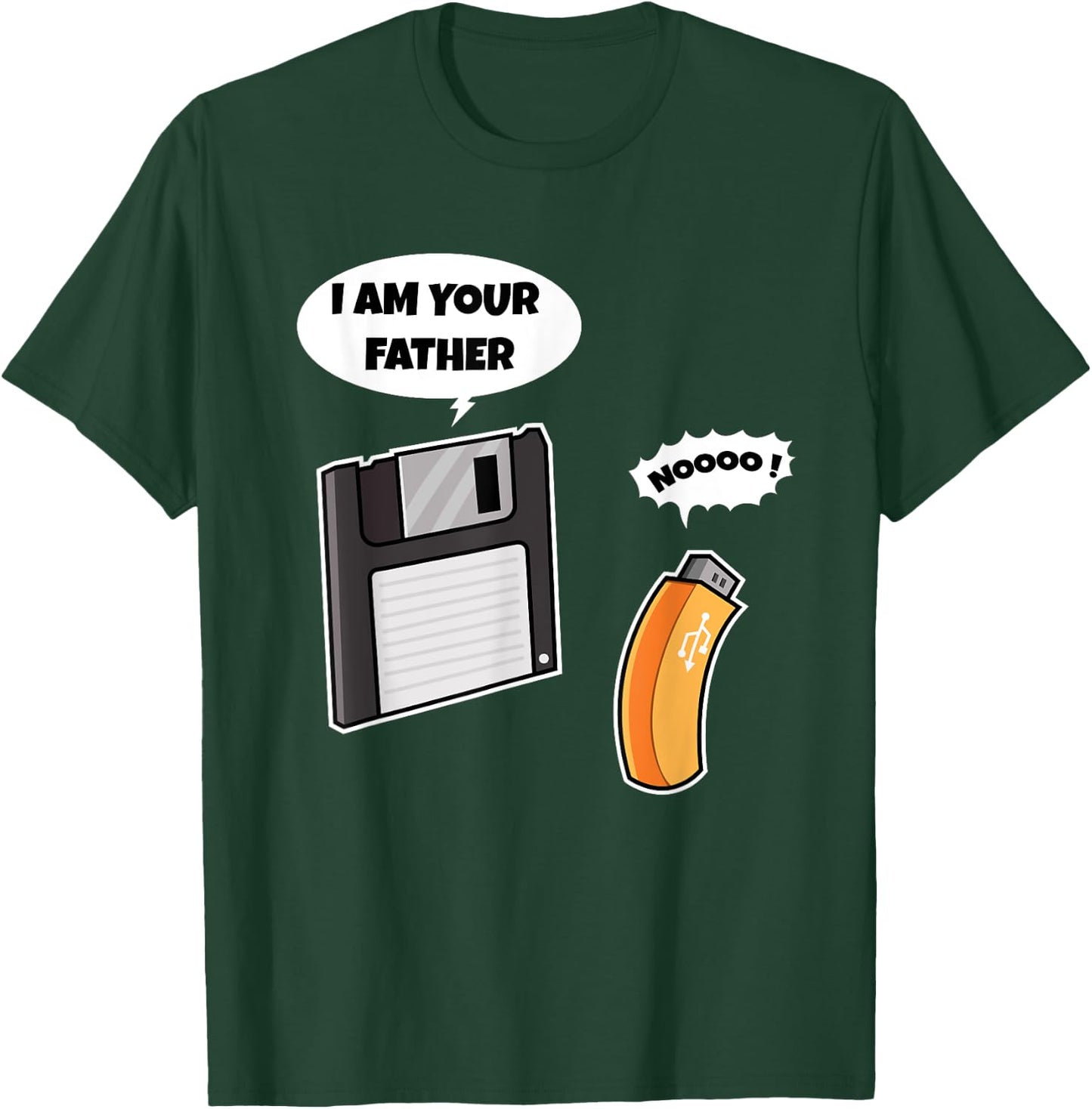 Funny Father Floppy Disk and Son USB Flash Drive Nerdy Gift T-Shirt - T-Shirt | Forest