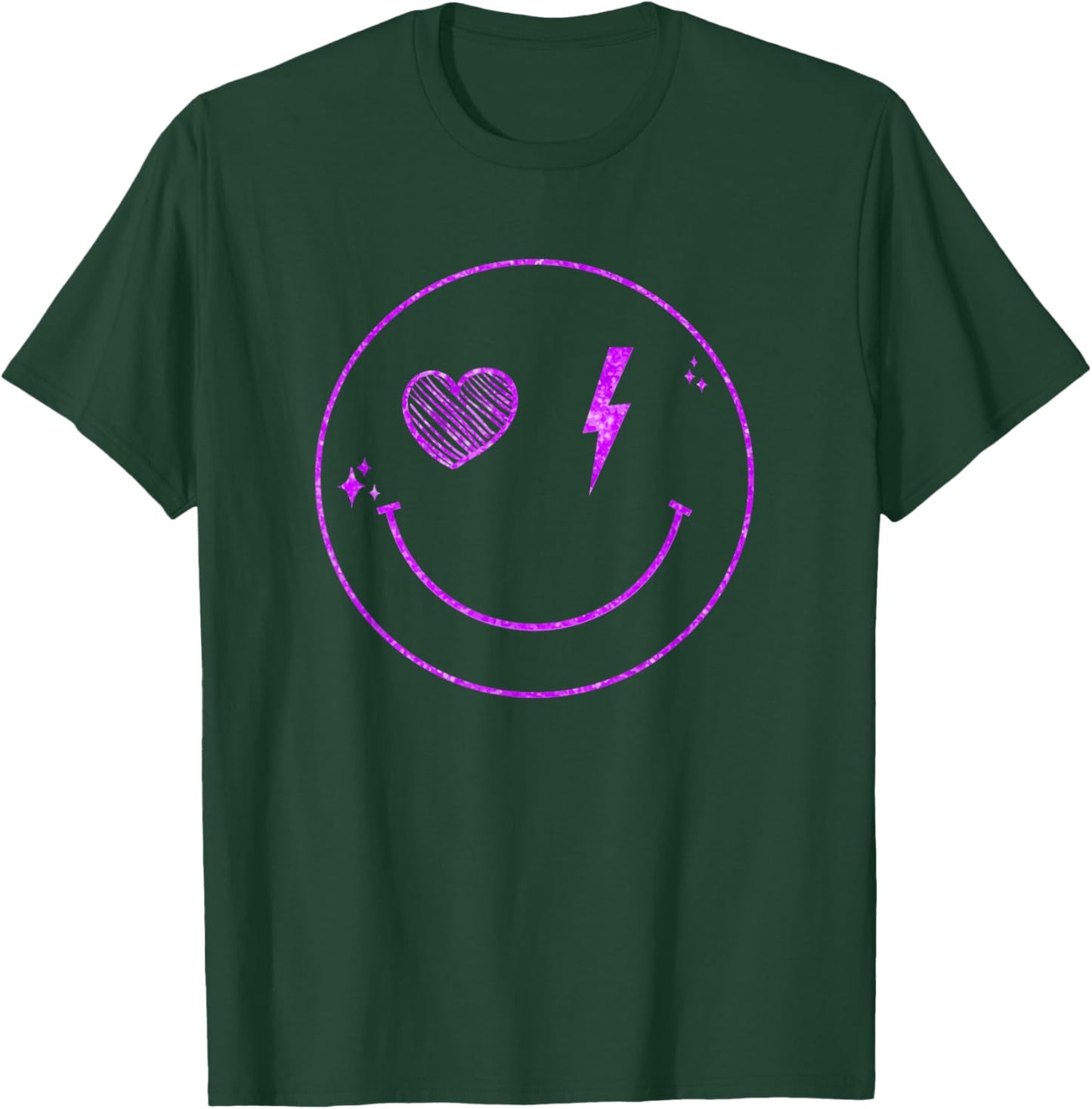Purple Heart Lightening Smile Purple Color Graphic T-Shirt - T-Shirt | Forest