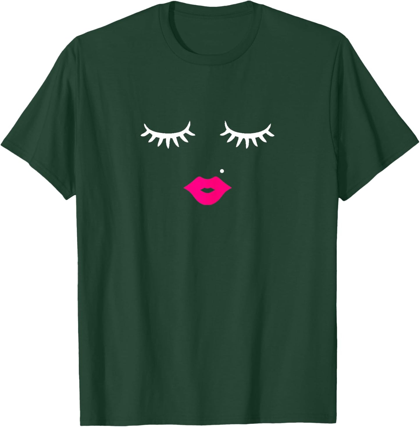 Beauty Mark Lips and Lashes Makeup Lover Teens and Women T-Shirt - T-Shirt | Forest