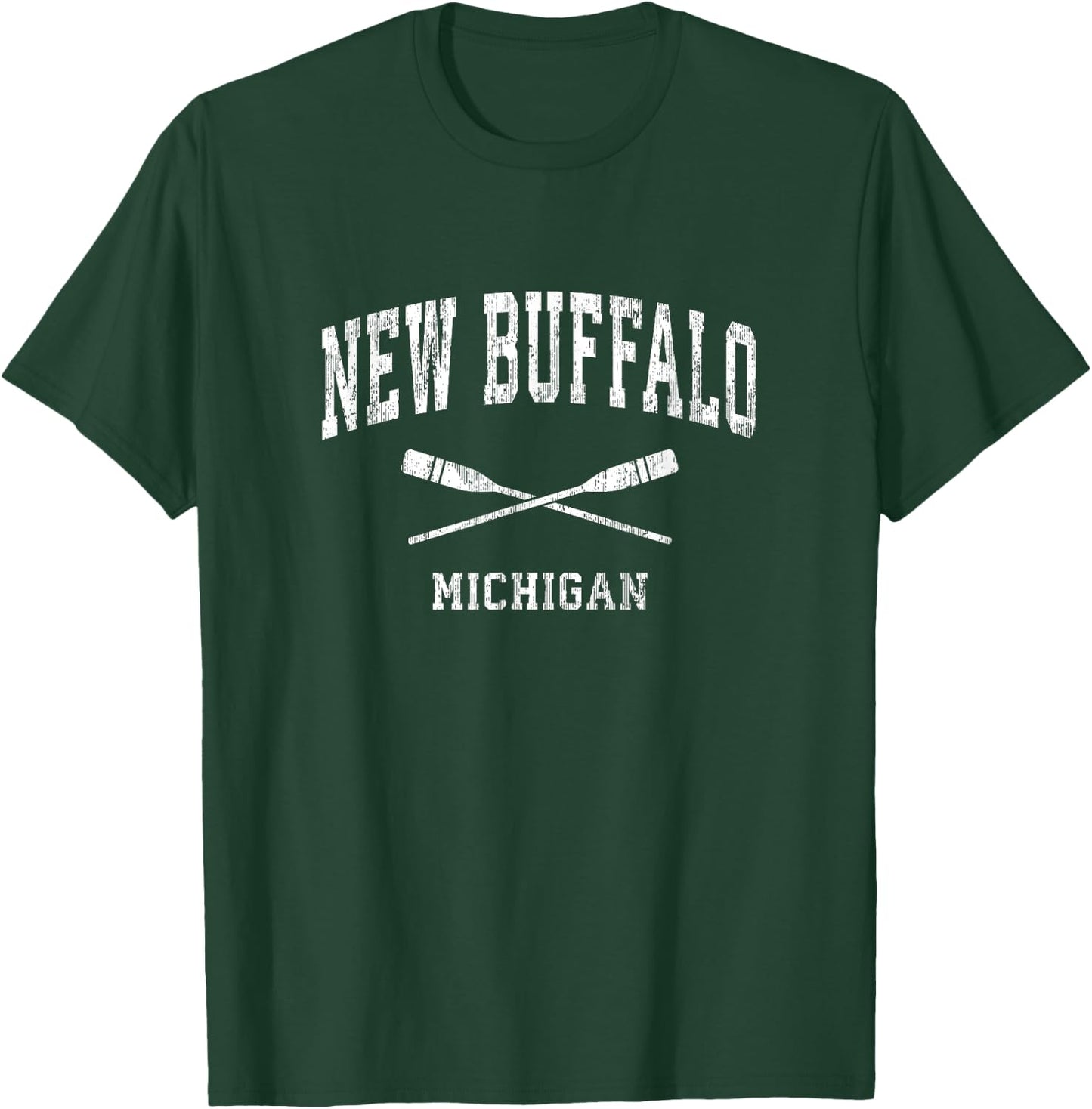New Buffalo Michigan Vintage Nautical Paddles Sports Oars T-Shirt - T-Shirt | Forest