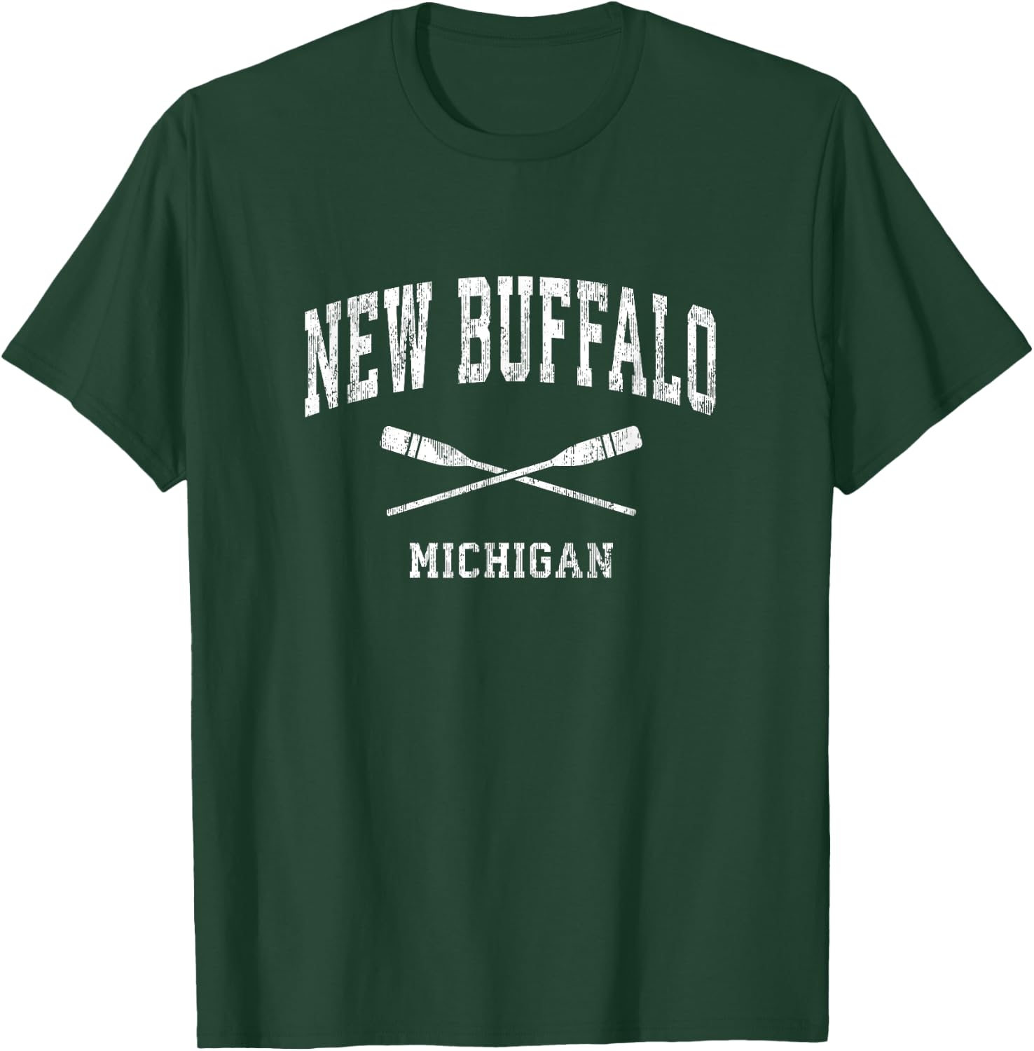 New Buffalo Michigan Vintage Nautical Paddles Sports Oars T-Shirt - T-Shirt | Forest