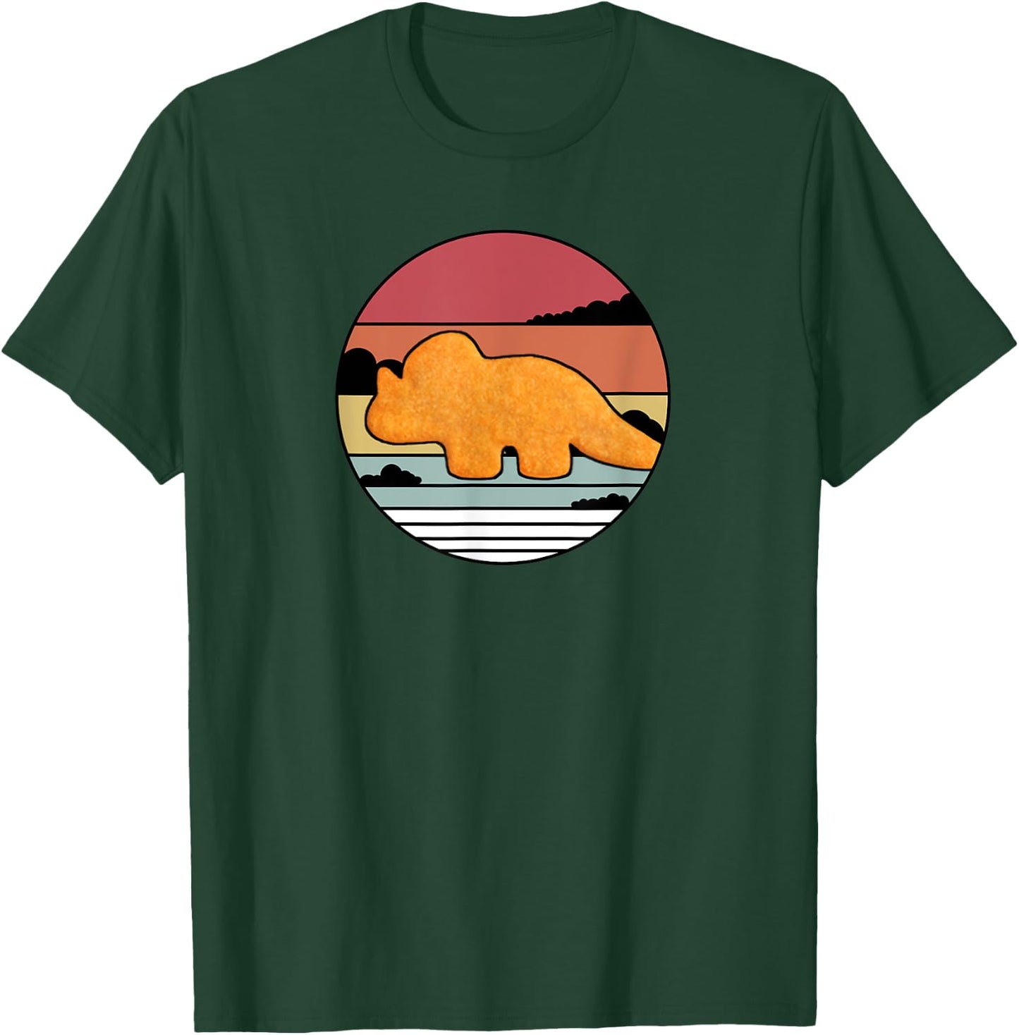 Dino Triceratops Chicken Nugget Retro | Vintage Dinosaur T-Shirt - T-Shirt | Forest