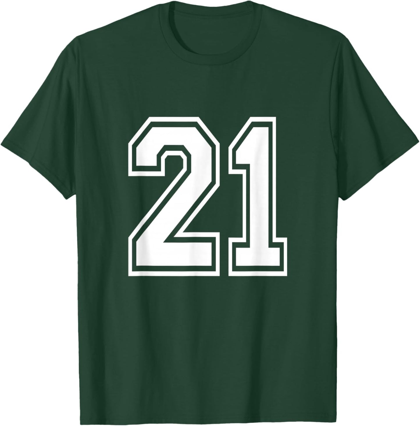 Number 21 Varsity Sports Team Jersey 21st Birthday 21 Years T-Shirt - T-Shirt | Forest