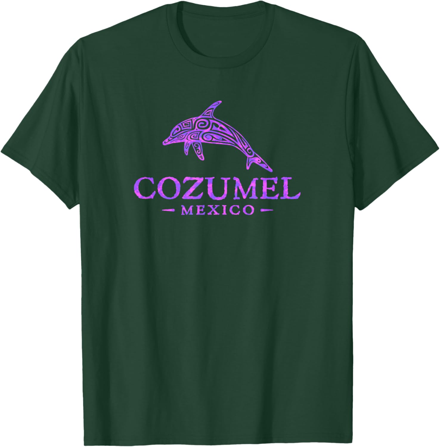 Retro Cozumel Mexico Souvenir Colorful Dolphin Girls T-Shirt - T-Shirt | Forest
