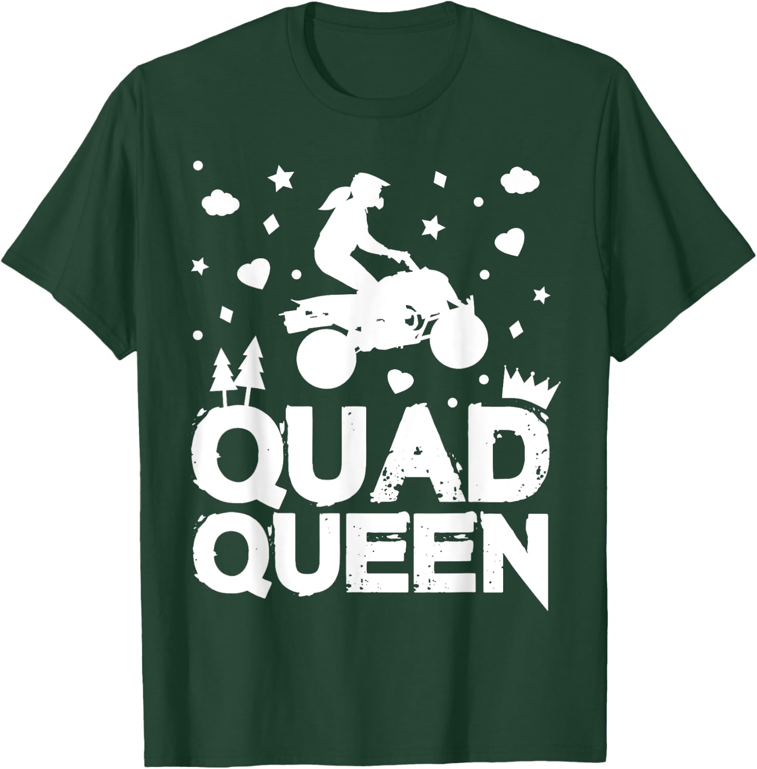 Cute ATV Four Wheeling Quad Queen Girls Offroad Riding T-Shirt - T-Shirt | Forest
